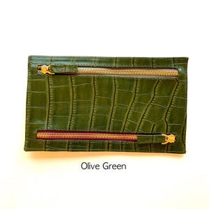 Monedero - Multi Currency Wallet Croco Ostrich Embossed Genuine Leather - 4 Zipped Compartments