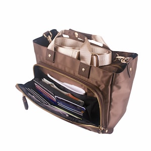 Organizador de bolsos para bolso -Zip Bag Organizer with Wallet Compartment + Long Strap - Handy Day Bag - 9 Compartments, Premium Quality