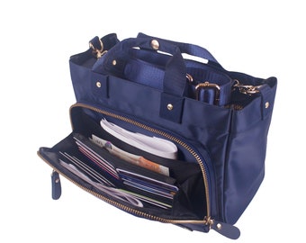 Organizador de bolsos para bolso -Zip Bag Organizer with Wallet Compartment + Long Strap - Handy Day Bag - 9 Compartments, Premium Quality