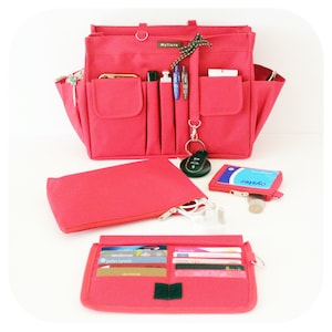 Fits Neverfull MM PM, Waterproof Zipped Bag Organiser + 3 Pouches, Premium Quality - 15 Compartments