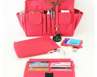 Fits Neverfull MM PM, Waterproof Zip Bag Organiser + 3 Pouches, Sturdy & High Quality, 15 Compartments, 10 Colours