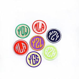 Personalized Circle Monogram Initials Name Patch, Custom Iron On  Sew on Embroidery Name Tag for Hat Backpack Jackets  - 3&quot; Round