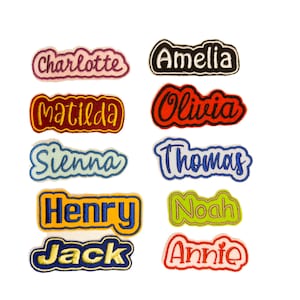 Personalized Name Embroidered Patches, Custom Name Patches Die Cut, Iron On Embroidery Name Text Tag for Hat Backpack Garment