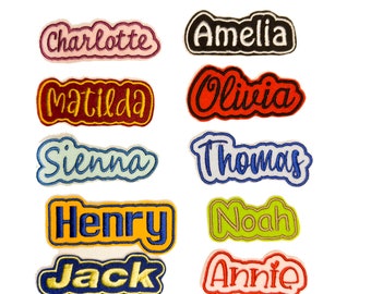 Personalized Name Embroidered Patches, Custom Name Patches Die Cut, Iron On Embroidery Name Text Tag for Hat Backpack Garment