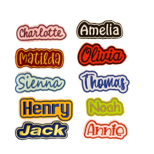 Personalized Name Embroidered Patches, Custom Name Patches Die Cut, Iron On Embroidery Name Text Tag for Hat Backpack Garment