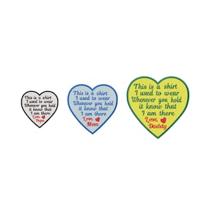Embroidered Memorial Patch, Personalized Heart Memory Patch, Iron On Sew On Patch for Jacket Jersey Pillow Cushion Bear