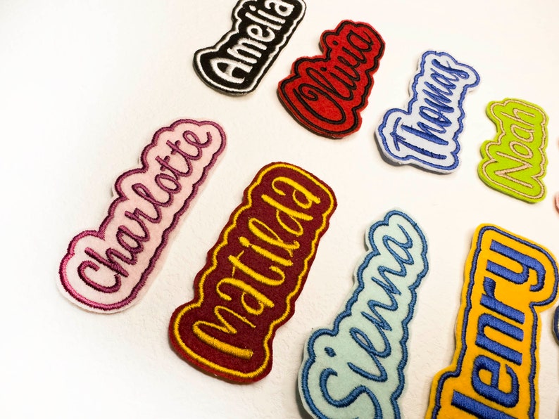 Personalized name or text embroidery patches that can be ironed on or sewn onto various garments such as hats, jackets, and backpacks. You have the option to choose your preferred background felt color and thread color.