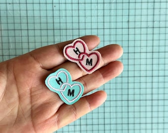 Custom Initials Patches, Personalize Embroidered Patch, Super Mini Heart Embroidery Patch, Iron On Sew On Patch for Backpack Jacket Garment