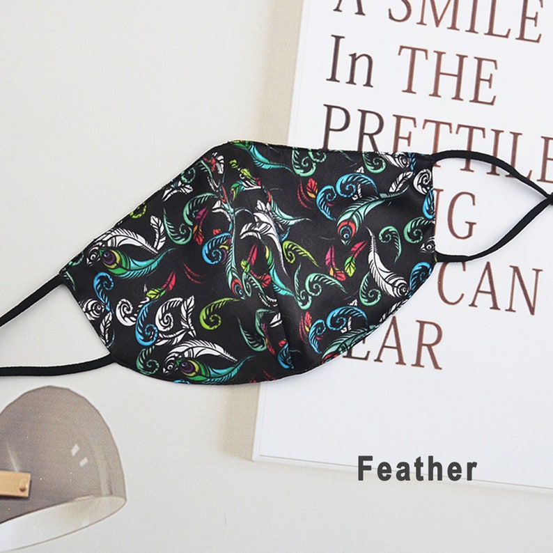 Silk Face Mask With Filter Pocket Breathable Summer Mask With Etsy