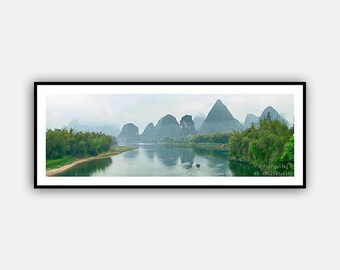 Li River Landscape. Wall Art, Art Prints, li river Photographs, Panoramic Wall Art
