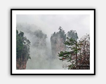 Mountains in the fog, Wall Art, Art Prints, Zhangjiajie Art Prints