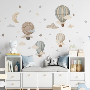 STARDUST air balloon sticker for Nursery  / Hot Air Balloon decals / Moon and stars