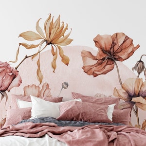 Pink Story Wallpaper – Blumentapete in Rosatönen | Maßanfertigung | Selbstklebend oder Vlies | Innenausstattung