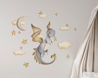 DRAGON Wall decal for kids / Baby Dragon / Fairytale / hand painted / watercolor