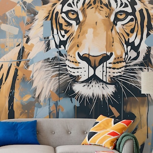 Carta da parati per bambini Lord of the Jungle – Tigre murale | Fatto su misura | Autoadesivo o non tessuto | Decorazione della cameretta dei bambini