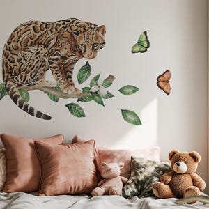 Ocelot Wall Decal – Tropical Jungle Wall Sticker for Kids – Rainforest Nursery Decor