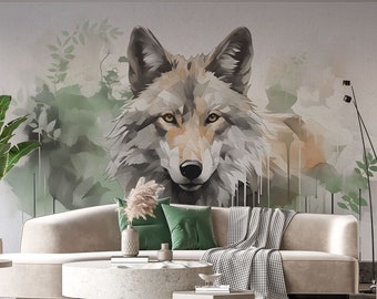 Lords Of The WOODS / Papel pintado infantil con Lobo, Animales del bosque, Decoración habitación infantil