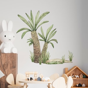 Palm Tree Wall Decals – Watercolor Tropical Nursery Decor – Set of Palm Trees
