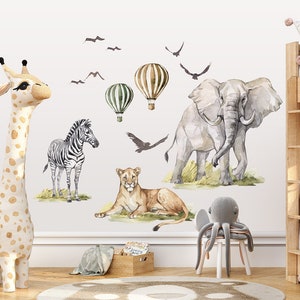 SAVANNA elephant / Wall decal for kids / safari giraffe nursery decor / Safari Jungle Wall Stickers