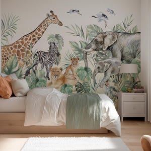 SAFARI wallpaper - Adorable Jungle Wall Mural - Jungle Animals Wallpaper for Children
