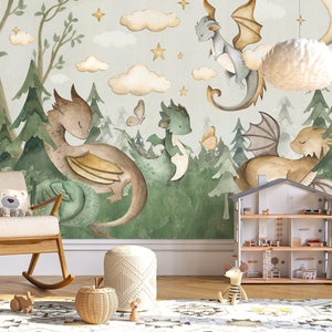 DRAGON Wallpaper for children / Dragon Wall Decal Baby / Fairytale Kids Wallpaper