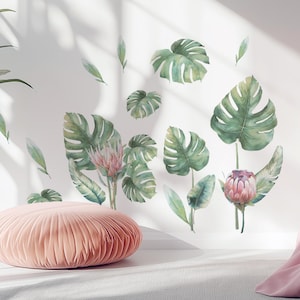 Monstera Leaf Wall Decals – Tropical Nursery Wall Stickers – Botanical Greenery Kids Room Decor