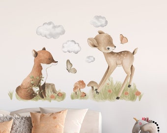 LITTLE ONE III Wall decal Forest Animals / Nursery Woodland / Wall Sticker Deer / watercolor