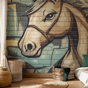 Stormo Kids Wallpaper – Wild horse wall mural | Western youth wallpaper | Horse wallpaper for wall decoration