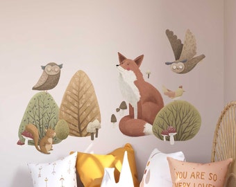 TREELLY fox - kids woodland wall decal / forest animals wall sticker / forest room