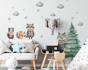 MOUNTOWN - Wall stickers for children / forest animals stickers / forest room / animal stickers