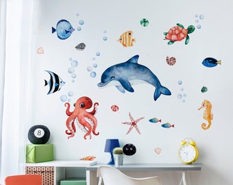 WATERLAND DELFIN Stickers muraux pour enfants / océan / mer / monde sous-marin