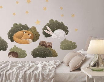 NITEWISH dream - Forest wall decal / Sleeping animals wall sticker / Woodland Night Sky