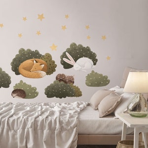 NITEWISH dream - Forest wall decal / Sleeping animals wall sticker / Woodland Night Sky