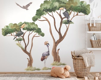 SAVANE Arbre / autocollants muraux pour enfants / Autocollant mural des arbres de la jungle