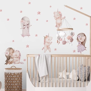Princess and Unicorn Wall Stickers | Fairy Tale Girls Room Wall Art