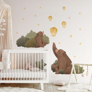 NITEWISH Bär Wandaufkleber für Kinder / Waldaufkleber / Sterne und Himmel / Waldzimmer / Teddybäraufkleber Bild 3