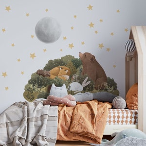 NITEWISH - Forest wall decal / Sleeping animals wall sticker / Woodland Night Sky