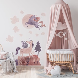 Pegasus Wall Decals | Girls Room Decor | Pastel Wall Stickers | Unicorns