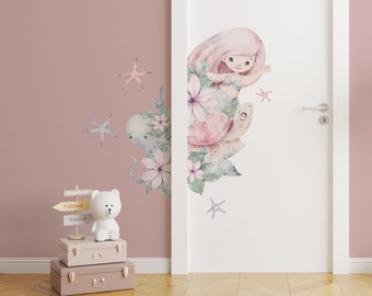 MERMAID Door stickers, Ocean Wall decal, Removable Home Door Sticker, wall stickers Baby room