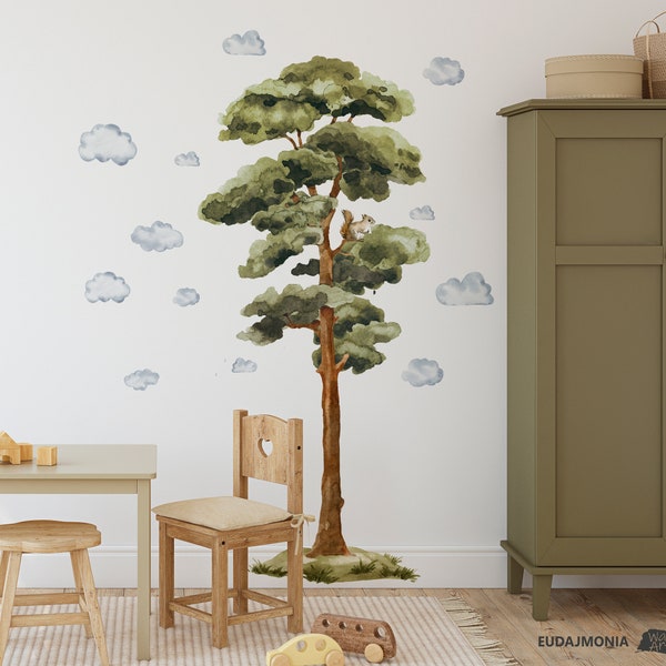 BUDDIES TREE / Woodland Wall Decal for Kids room and nursery / Trees Wall Decals