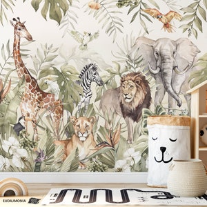 PARADISE Customized wallpaper for children with animals / Jungle Wall Mural / Wall Mural Safari