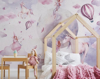 FAIRYLAND Wallpaper for children / Wall Mural / Cute Fairies / Unicorn / Fairies / Stars / wallpaper fairies
