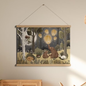 NITEWISH – Hängendes Leinwandgemälde mit Waldtieren für Kinder