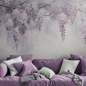 Tapete „Wisteria“ – ein Wandbild mit Glyzinienblüten | Maßanfertigung | Selbstklebend oder Vlies | Wanddekoration