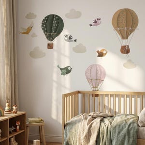 Hot Air Balloon Wall Decals for Nursery, Soft Watercolor Baby Room Decor