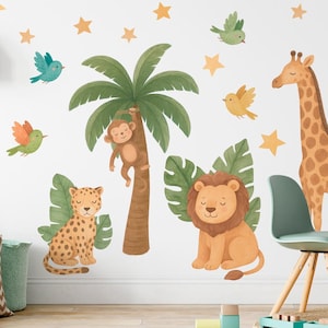 Pegatinas de pared de animales de safari - Decoración infantil - Jungla infantil