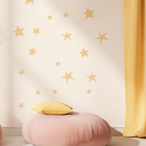 Star Wall Decals Set – 40 Matte Stickers in 5 Sizes – Night Sky Decor for Kids Room or Nursery