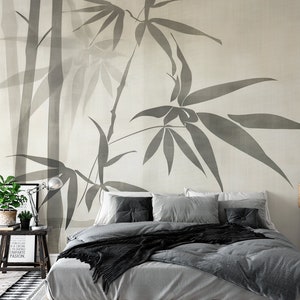 Bamboo Wallpaper – Minimalist Bamboo Design | Custom Size | Peel & Stick or Non-Woven | Interior Wall Decor