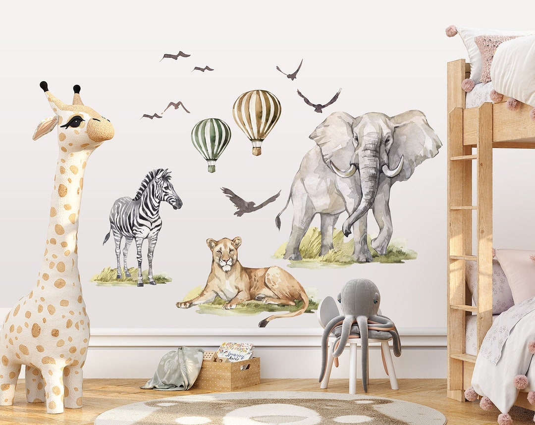 SAVANNA Elephant / Wall Decal for Kids / Safari Giraffe Nursery Decor ...