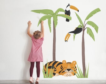 JINGLE JUNGLE Wall decal for kids / Palm Jungle Wall Decals /tiger